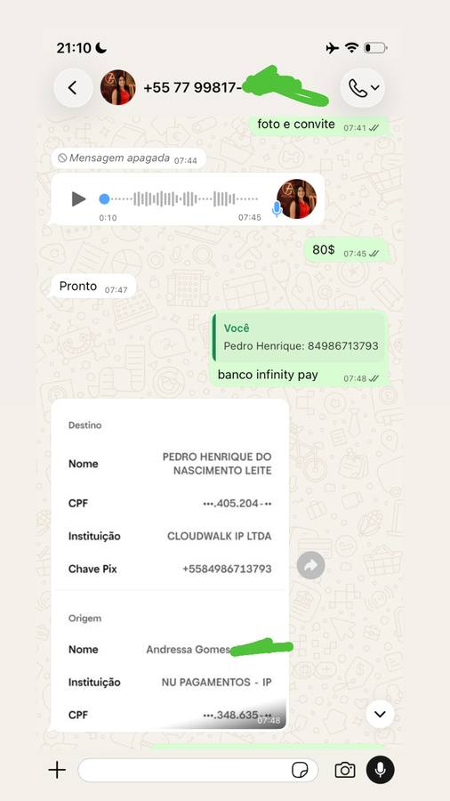 Conversa de cliente comprando ensaio com IA no WhatsApp 1